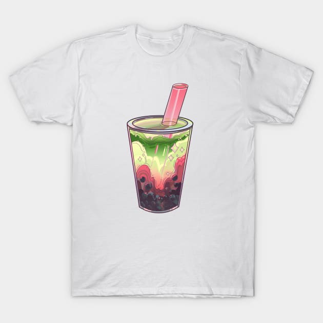 Strawberry Matcha Boba T-Shirt by evumango